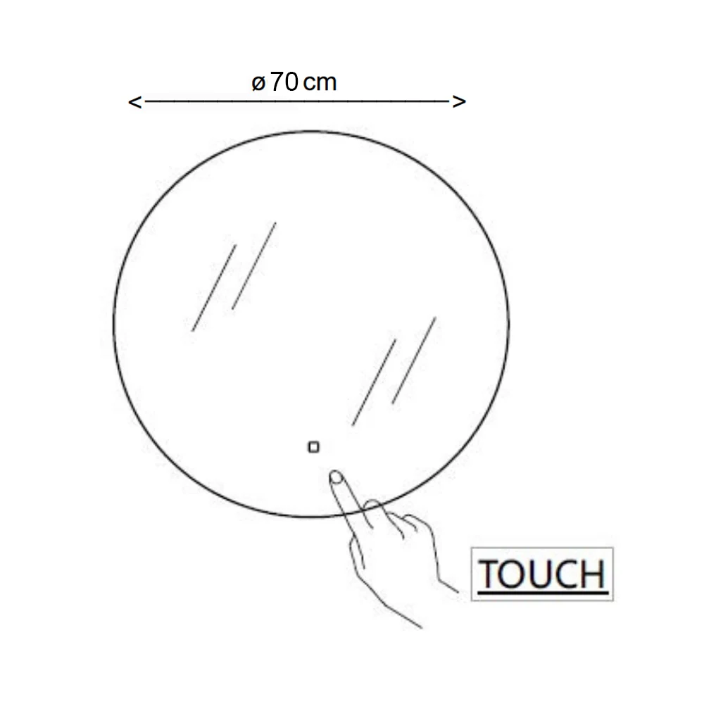 Round mirror dubbel integrated LED touch switch diameter 70 cm