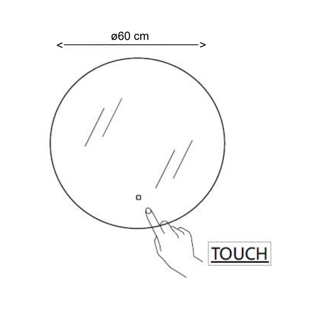 Round mirror dubbel integrated side LED strip touch activation diameter 60 cm