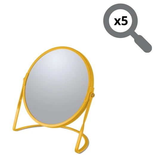 Table magnifying mirror on staalsoort base Akira model matte saffron color