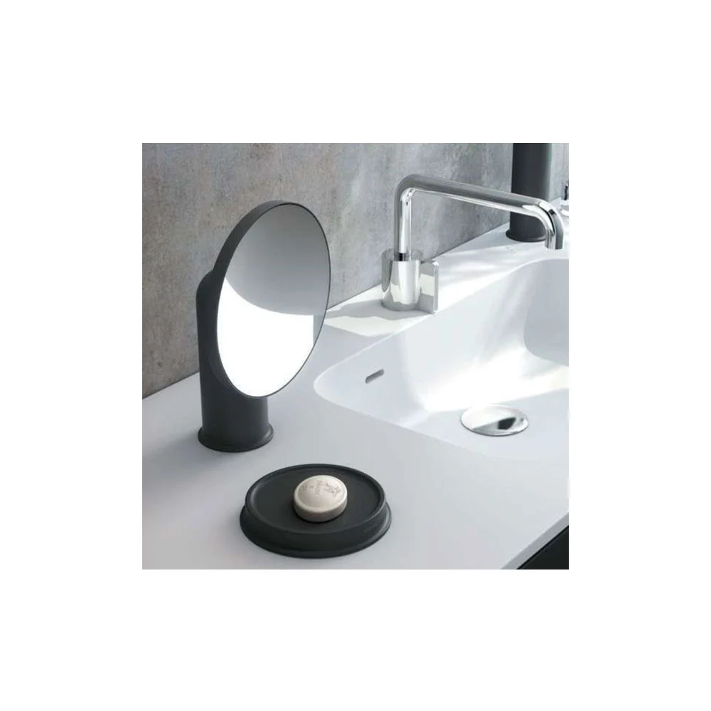 Tabletop magnifying mirror staal from 'Geyser' collection Cosmic - Satin black