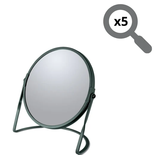 Tabletop magnifying mirror on staalsoort base Akira model dark green color