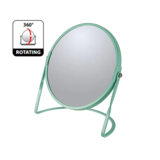 Tabletop magnifying mirror on steel base Akira model green color
