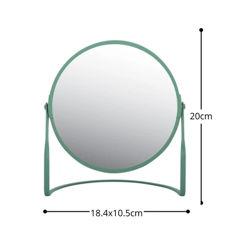 Tabletop magnifying mirror on steel base Akira model green color