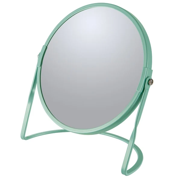 Tabletop magnifying mirror on steel base Akira model green color