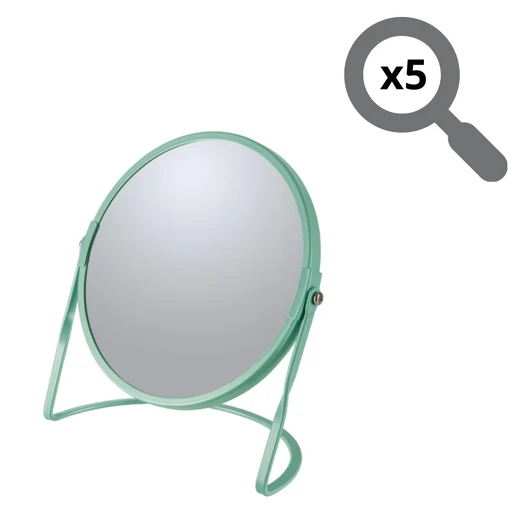 Tabletop magnifying mirror on steel base Akira model green color