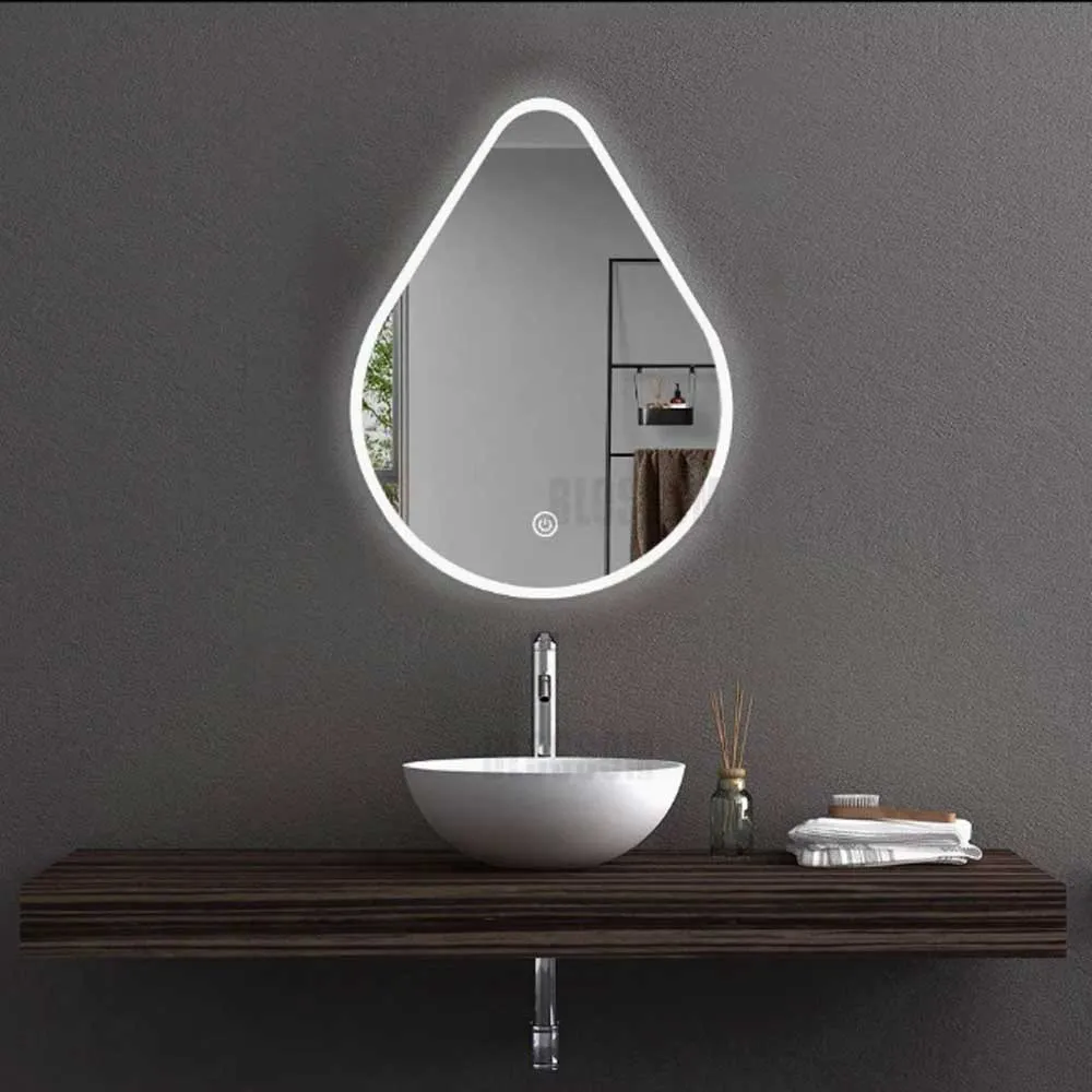 Touch drop-shaped mirror integrated LED light Cubi&Co cm 120x80