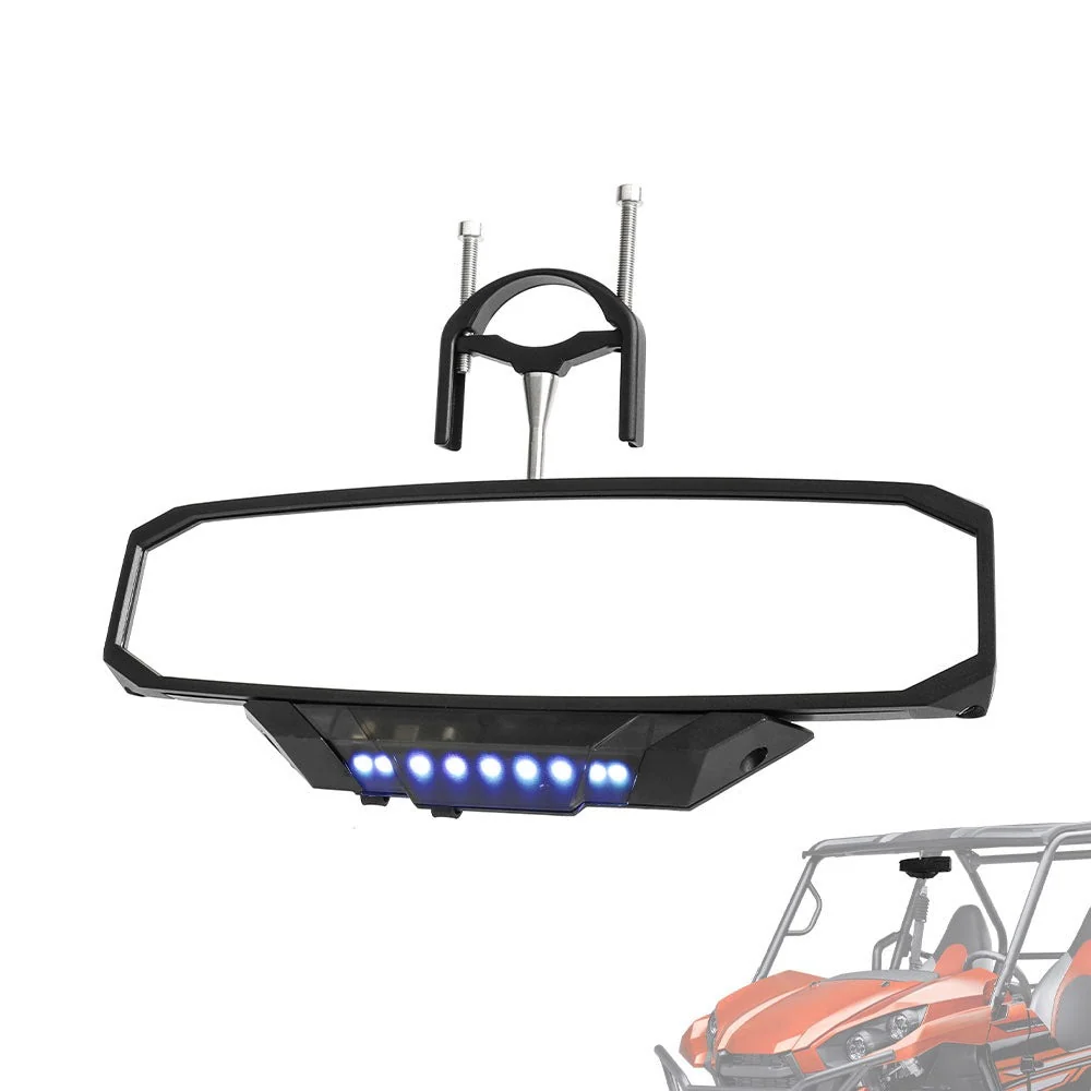 12" UTV Rear View Center Mirror RGBW Dome Light 1.5-2" Roll Bar