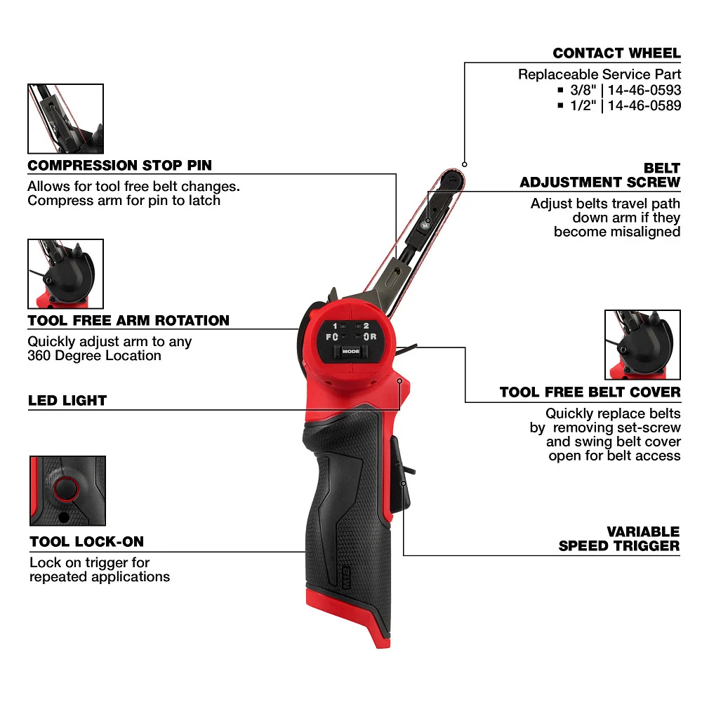 MILWAUKEE M12 FUEL 3/8" X 13" Bandfile (Tool Only)