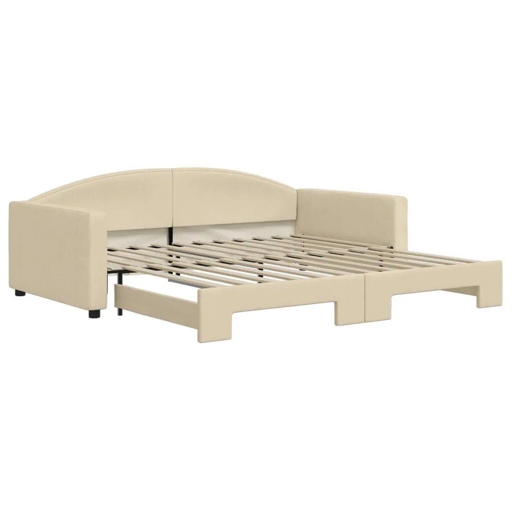 Camper Gordijnrail Slaapbank met onderschuifbed 100x200 cm stof crèmekleurig