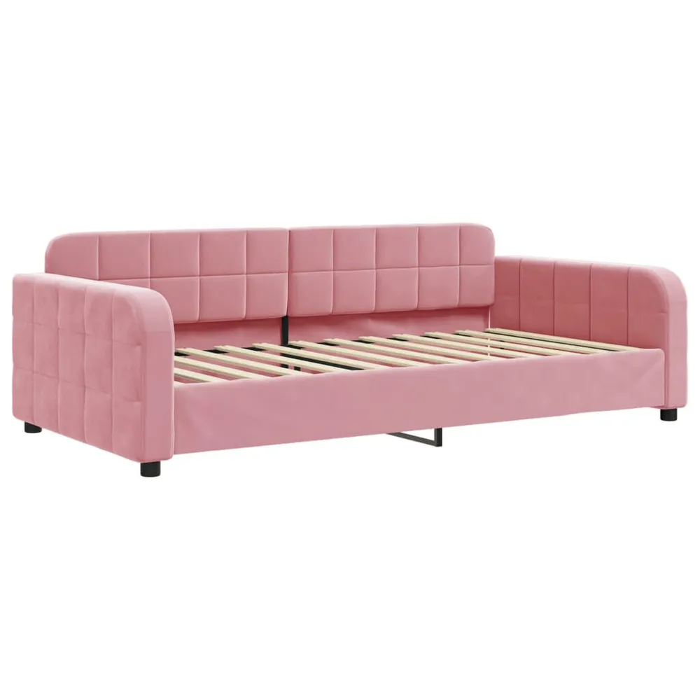 Camper Gordijnrail Slaapbank onderschuifbed en matrassen 100x200 cm fluweel roze
