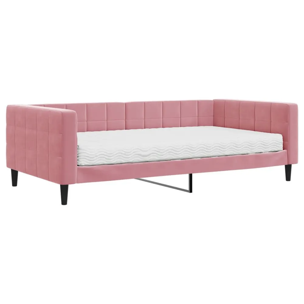 Camper Keukenkast Slaapbank met matras 100x200 cm fluweel roze