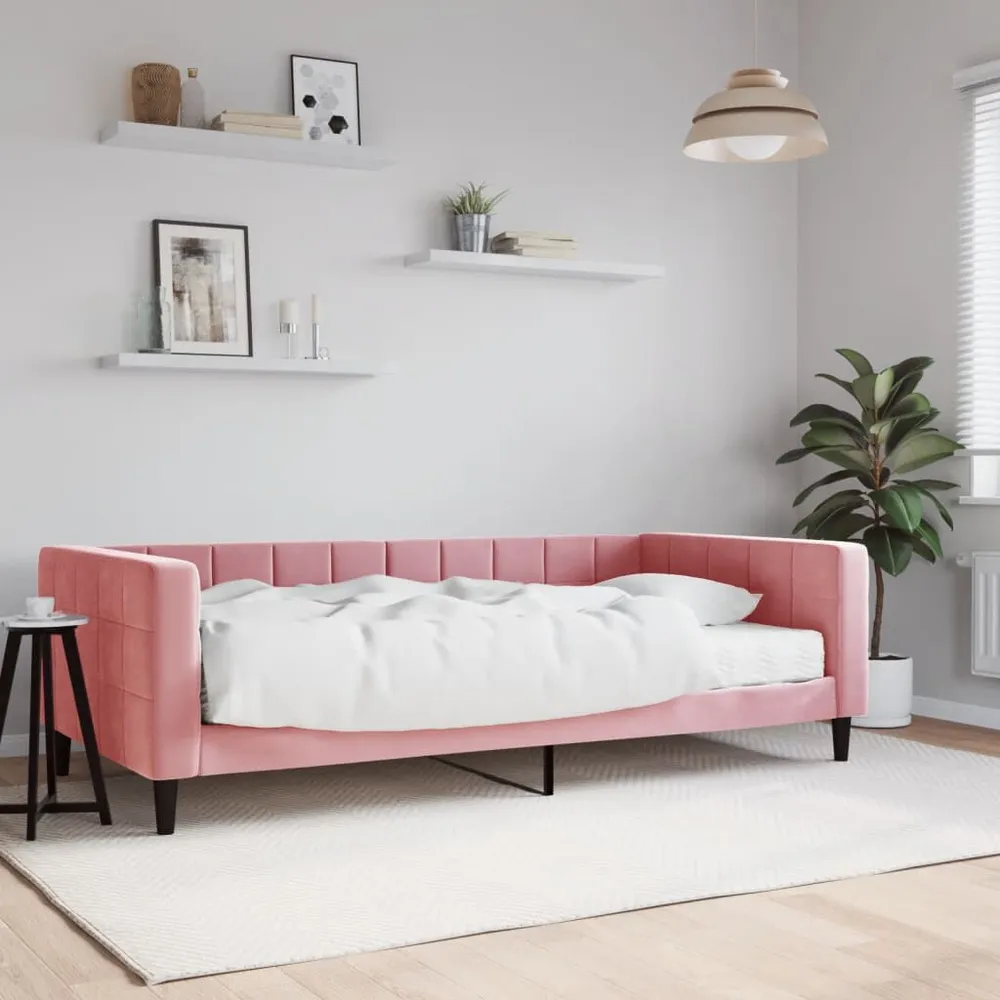 Camper Keukenkast Slaapbank met matras 100x200 cm fluweel roze