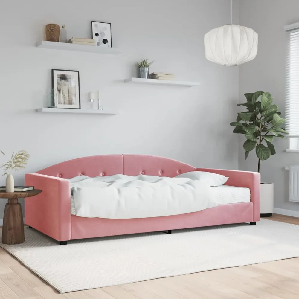Camper Keukenkast Slaapbank met matras 100x200 cm fluweel roze