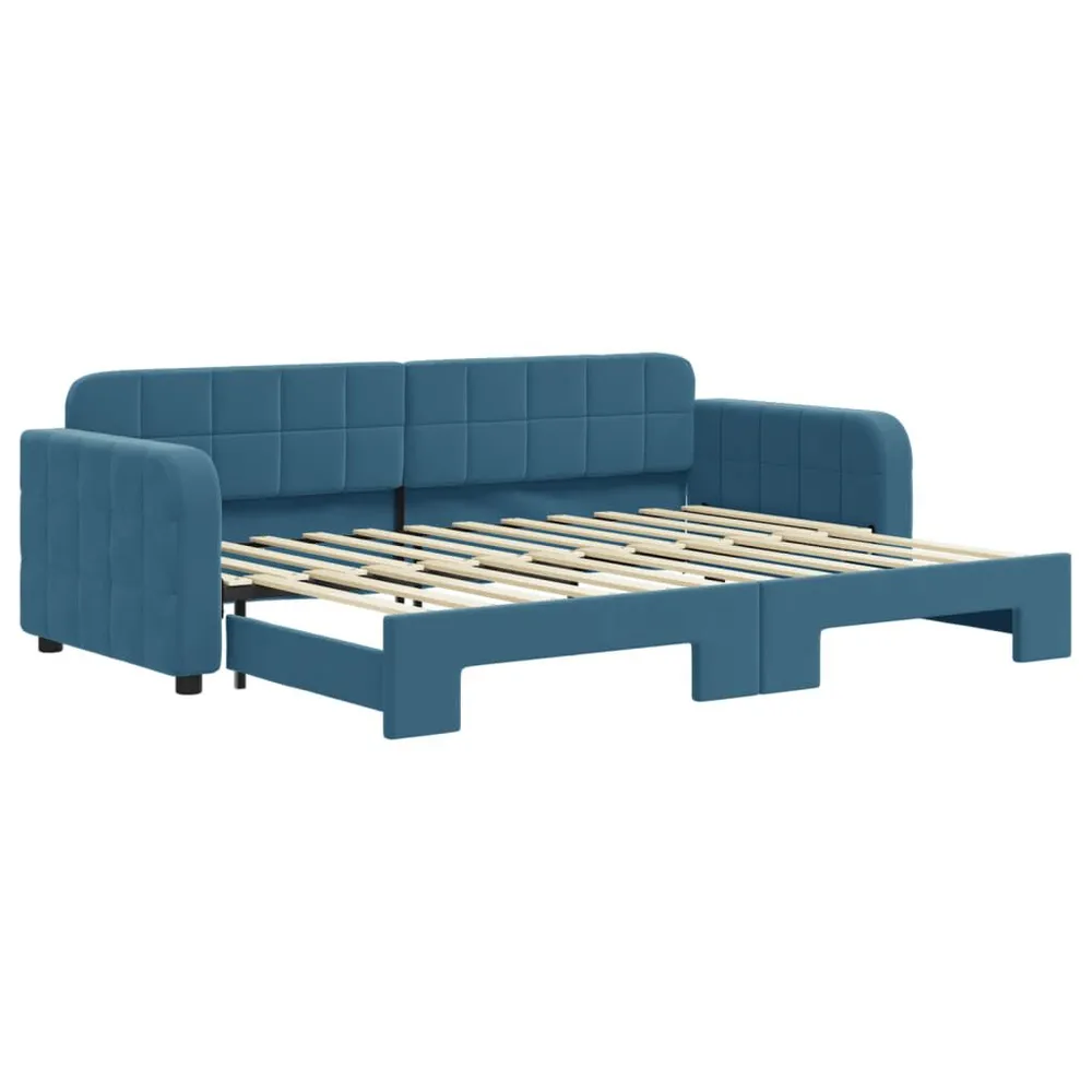 Camper Keukenkast Slaapbank met onderschuifbed 80x200 cm fluweel blauw