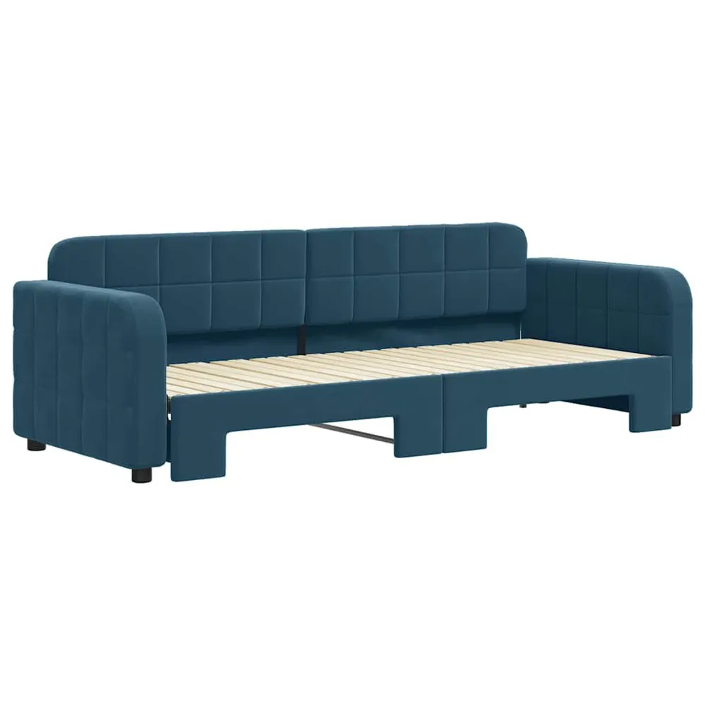 Camper Keukenkast Slaapbank met onderschuifbed 80x200 cm fluweel blauw