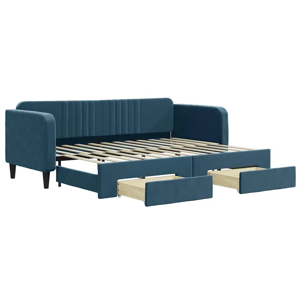 Camper Keukenkast Slaapbank met onderschuifbed en lades 80x200 cm fluweel blauw
