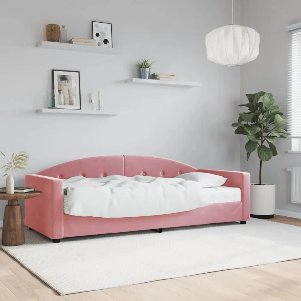 Camper Tafelpoort Slaapbank met matras 80x200 cm fluweel roze