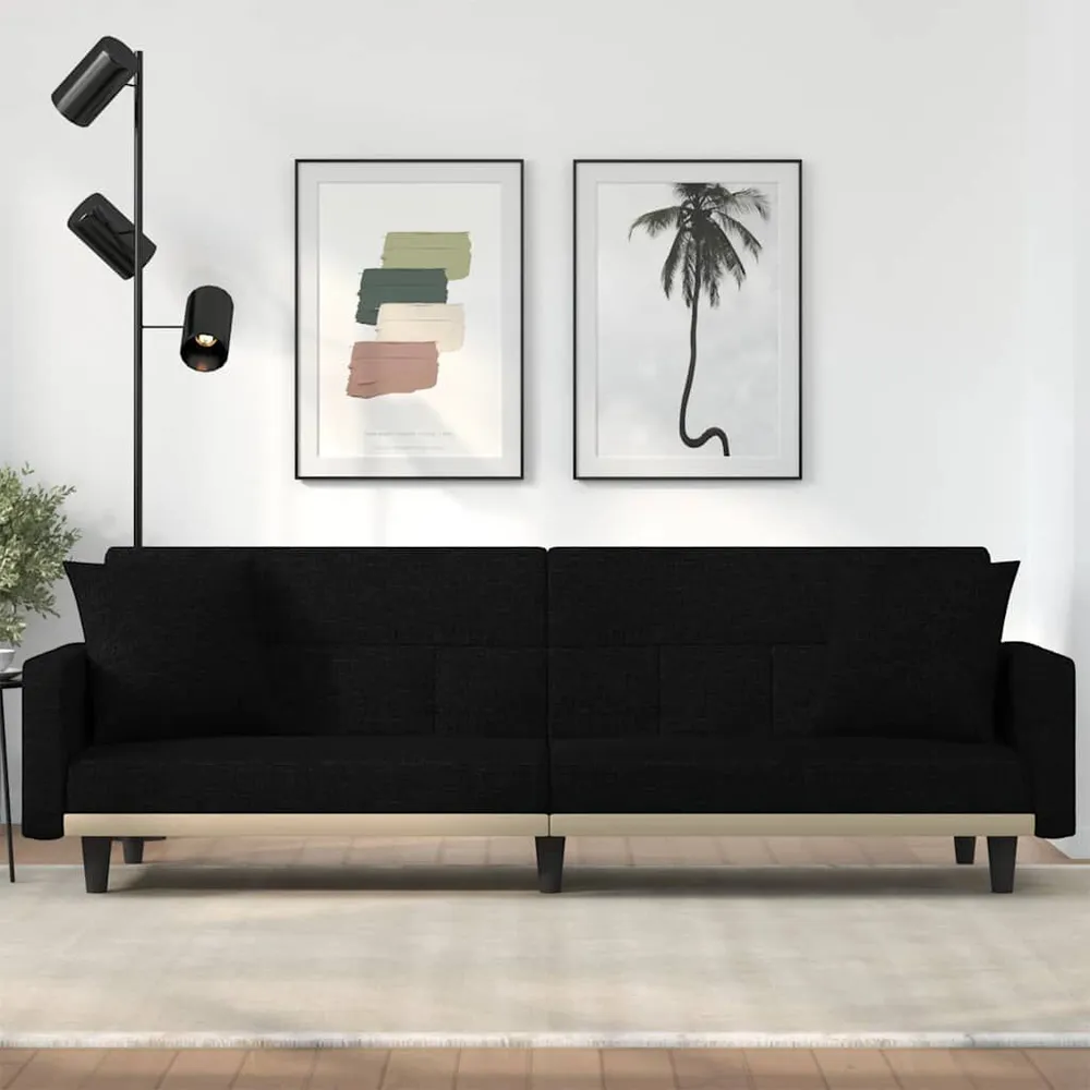 Caravan Ledverlichting Slaapbank met kussens stof zwart