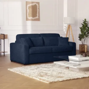 Caravan Matras Express-slaapbank van blauw ribfluweel, bed met latten 140 cm, dikte 18 cm MONDOVI