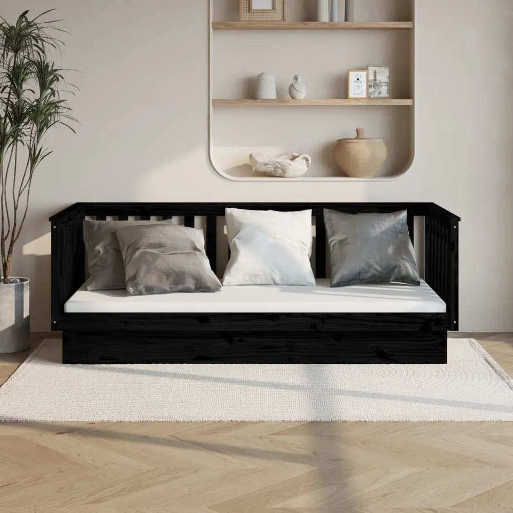 Caravan Matras Slaapbank 80x200 cm massief grenenhout zwart