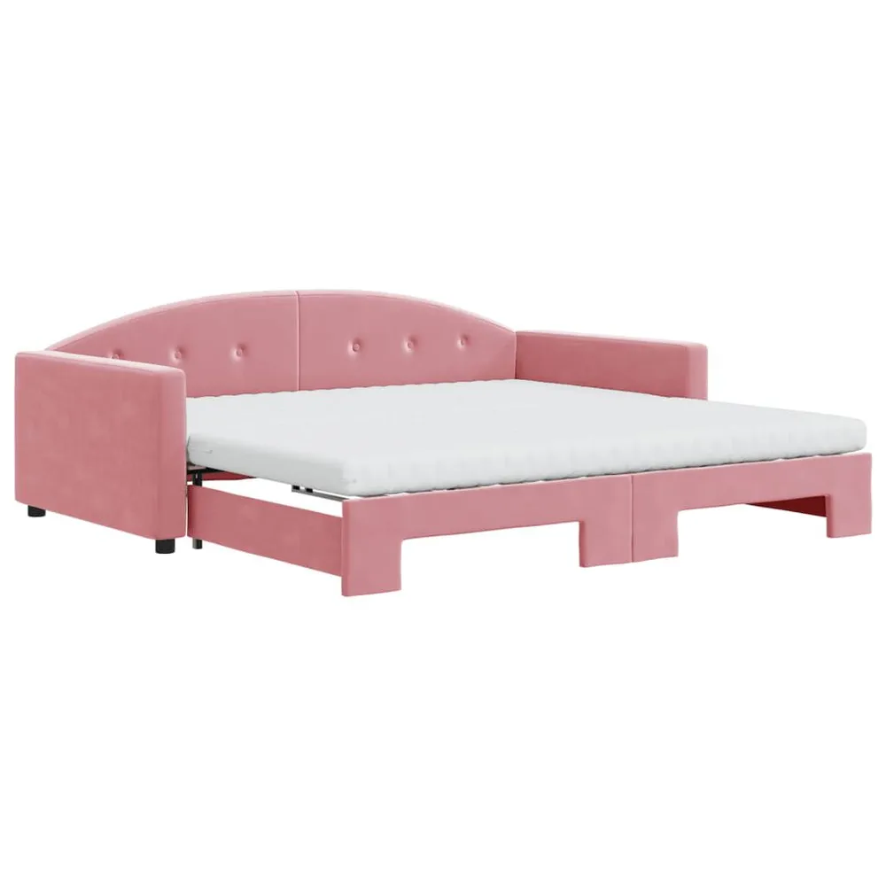 Caravan Matras Slaapbank onderschuifbed en matrassen 100x200 cm fluweel roze