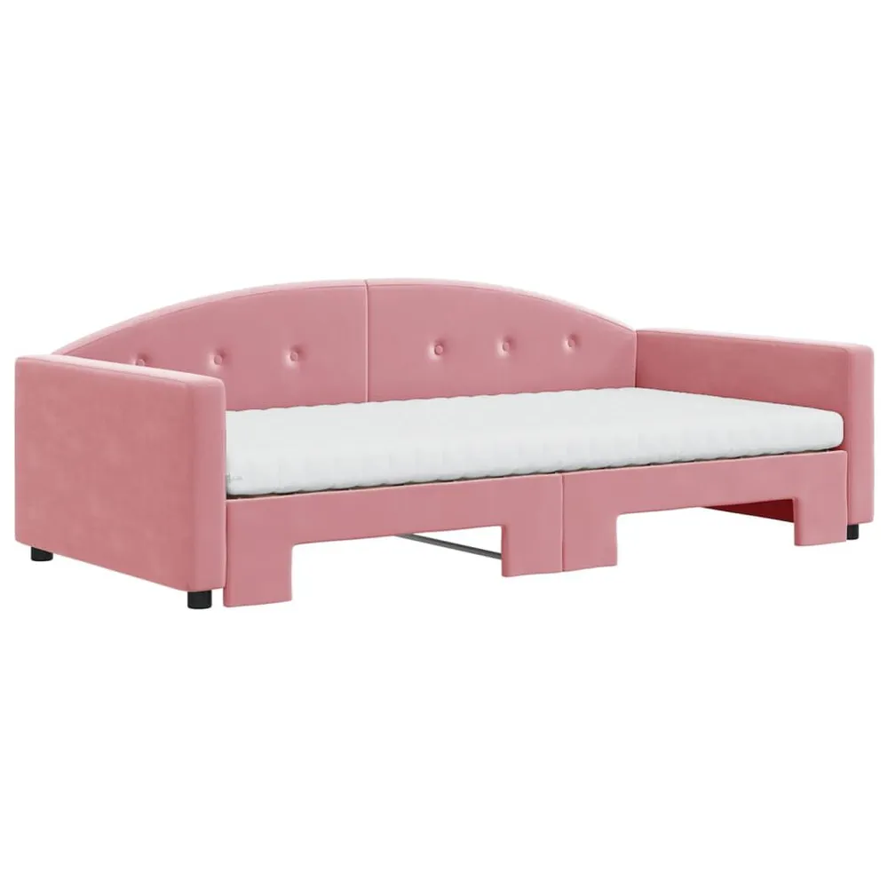 Caravan Matras Slaapbank onderschuifbed en matrassen 100x200 cm fluweel roze