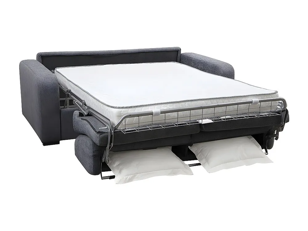 Caravan Opbergnet Express-slaapbank van antracietgrijze stof, bed met latten 140 cm, dikte 14 cm BEVIS