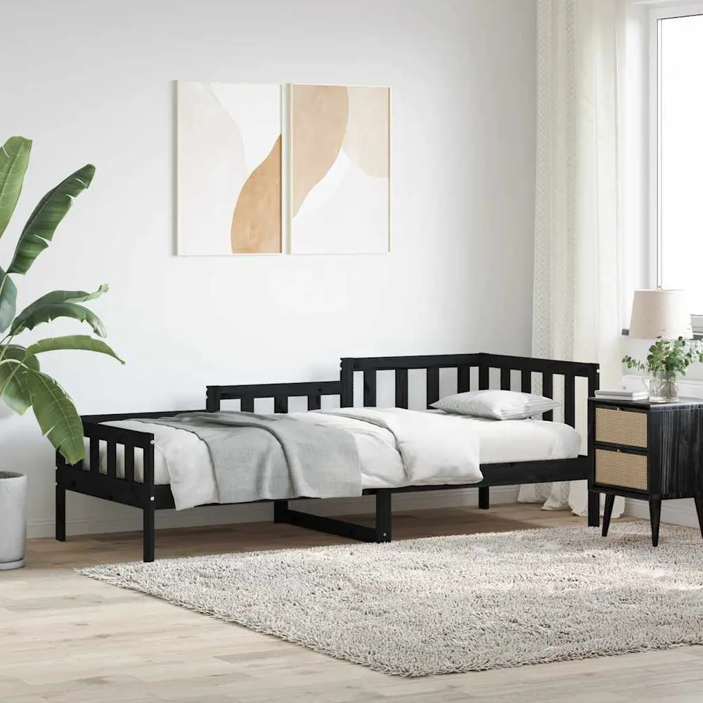 Caravan Opbergnet Slaapbank 80x200 cm massief grenenhout zwart