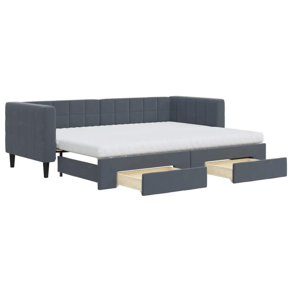 Caravan Opbergnet Slaapbank onderschuifbed en lades 80x200 cm fluweel donkergrijs