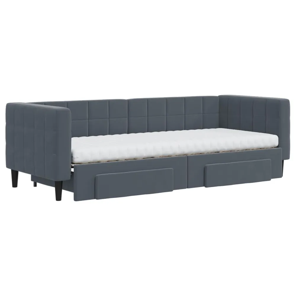 Caravan Opbergnet Slaapbank onderschuifbed en lades 80x200 cm fluweel donkergrijs