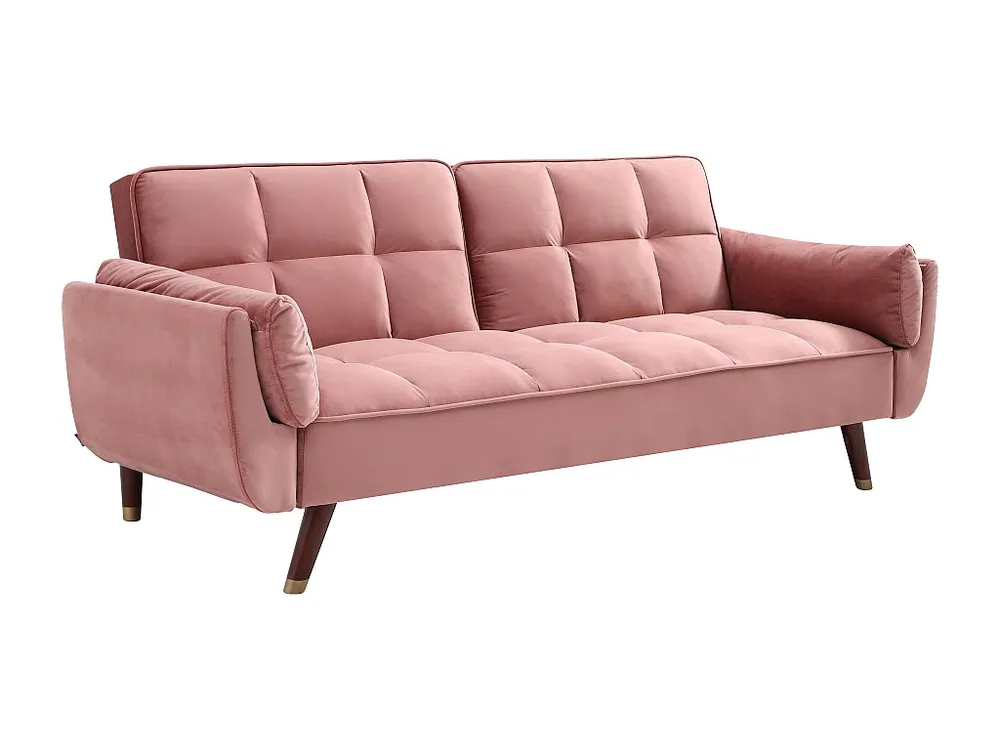 Caravan Zitbank Driezitsslaapbank van roze velours GULCAN