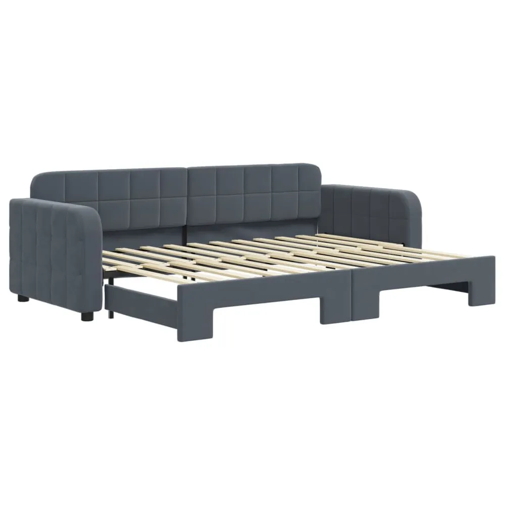 Caravan Zitbank Slaapbank met onderschuifbed 80x200 cm fluweel donkergrijs