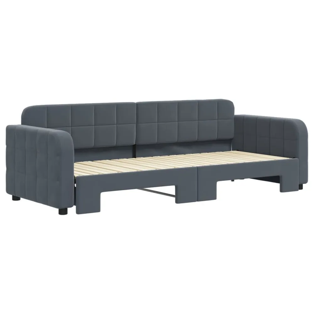 Caravan Zitbank Slaapbank met onderschuifbed 80x200 cm fluweel donkergrijs