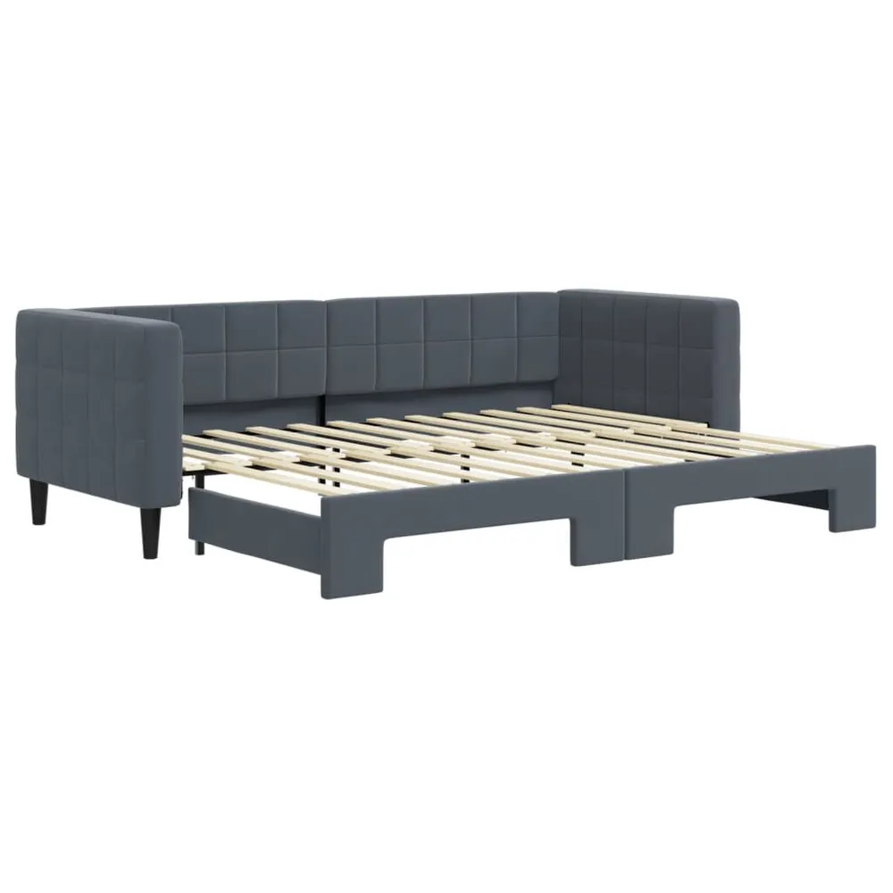 Caravan Zitbank Slaapbank met onderschuifbed 80x200 cm fluweel donkergrijs