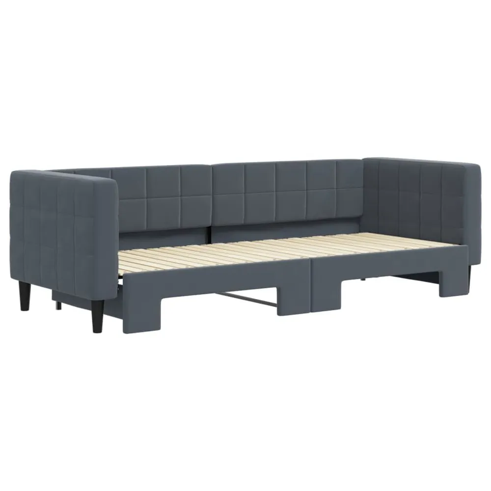 Caravan Zitbank Slaapbank met onderschuifbed 80x200 cm fluweel donkergrijs