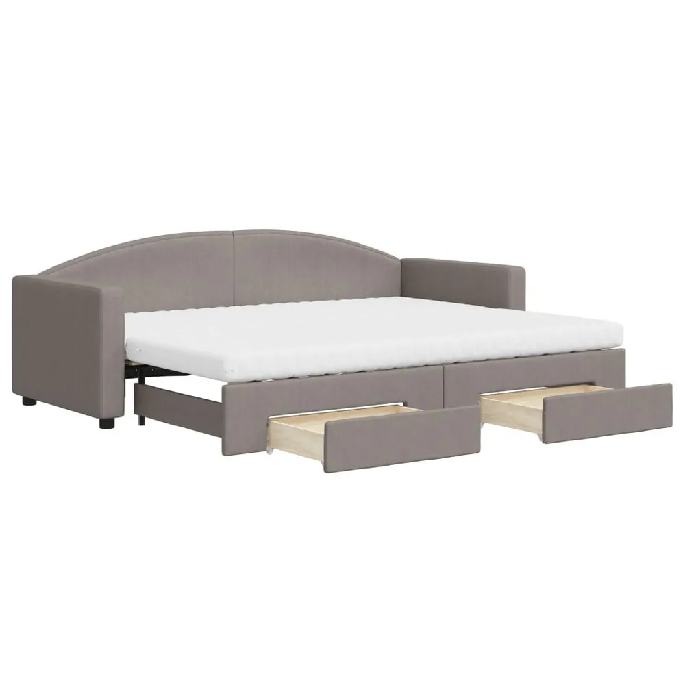 Caravan Zitbank Slaapbank met onderschuifbed en lades 80x200 cm stof taupe