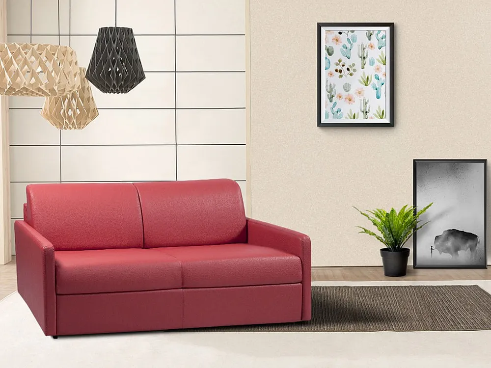 Driezits express bedbank 22 cm Kunstleer Zwart CALIFE | Opvouwbaar | Compact