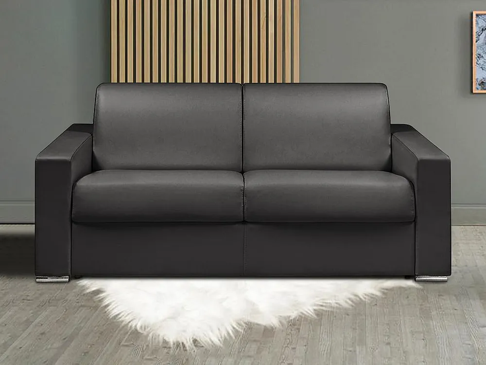 Driezits express bedbank 22 cm Kunstleer Zwart CALITO 190cm Lengte