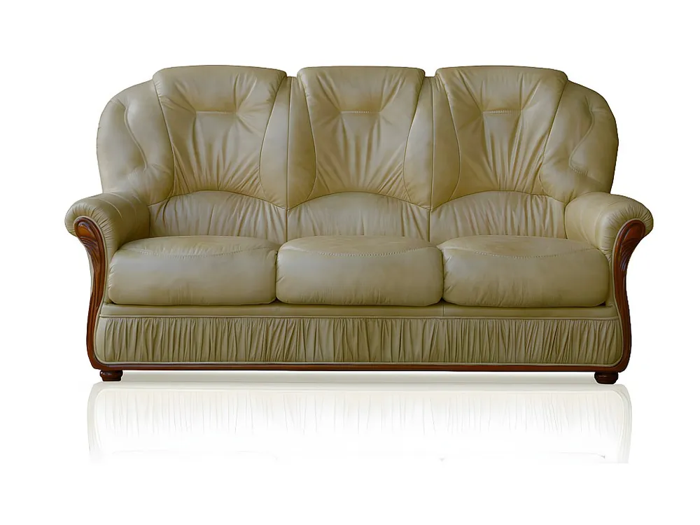 Driezitsbank DAPHNE van 100% buffel leer - natuurtint voor Hymer | Adria | Knaus