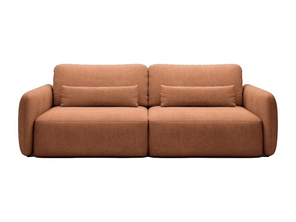 Driezitsslaapbank van terracottakleurige stof met textuur VOPOZA met CE-Keurmerk