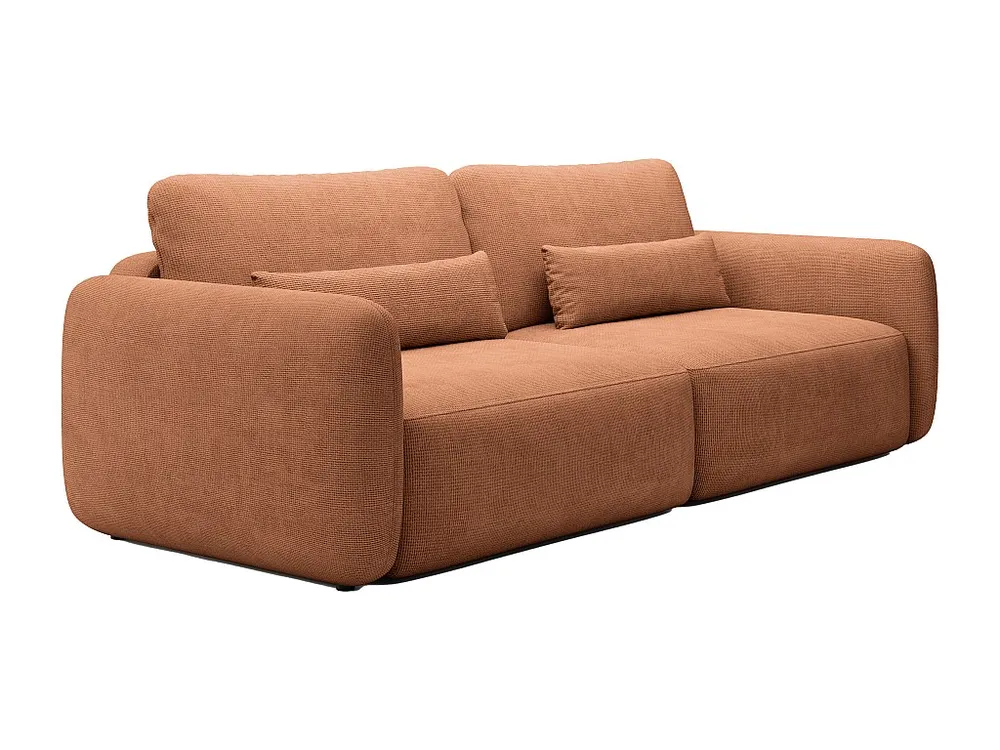 Driezitsslaapbank van terracottakleurige stof met textuur VOPOZA met CE-Keurmerk