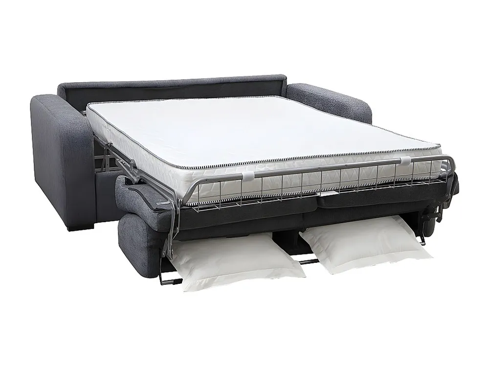 Express-slaapbank van antracietgrijze stof, bed met latten 140 cm, dikte 18 cm BEVIS | Opvouwbaar | Compact