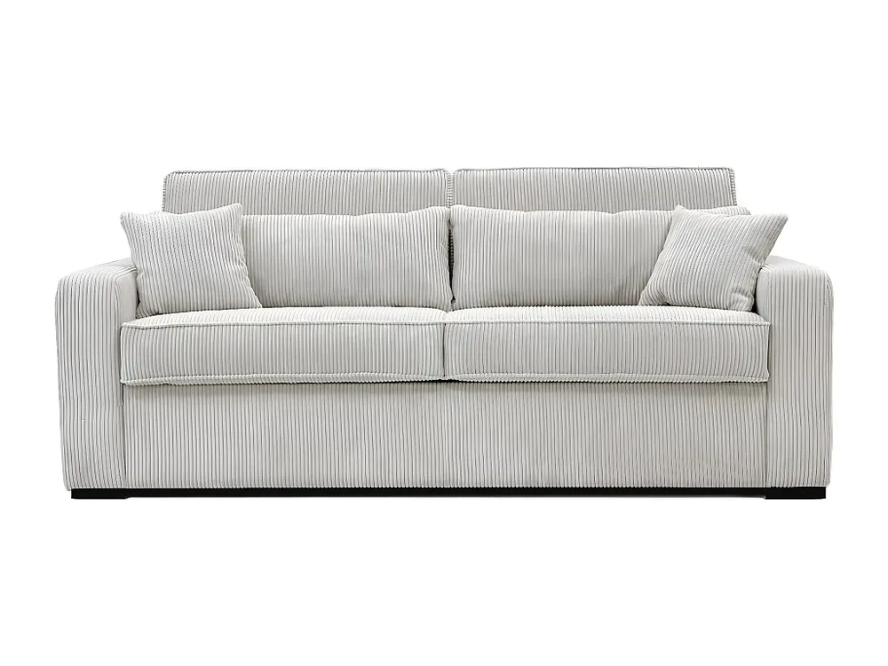 Express-slaapbank van lichtbruin ribfluweel, bed met latten 140 cm, dikte 18cm MONDOVI met Verstelbaar Mechanisme
