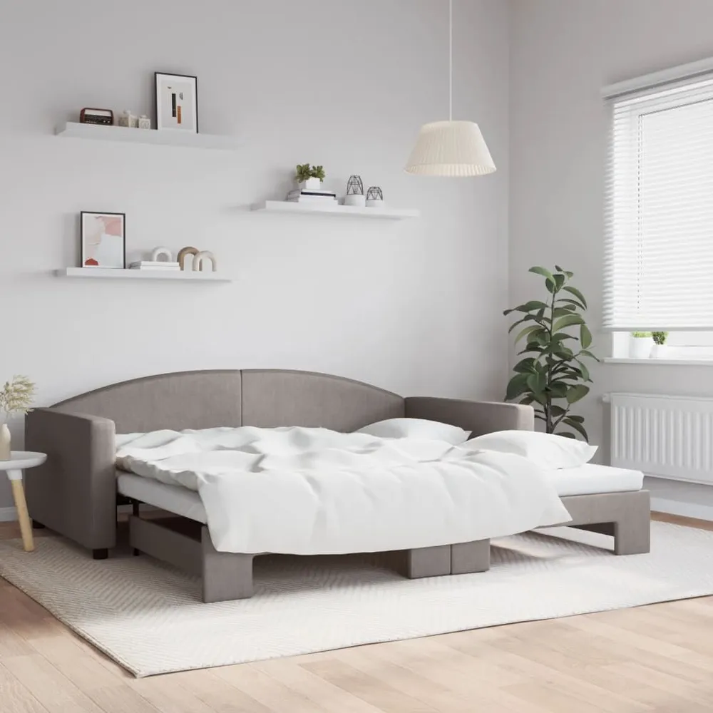 Heavy Duty Slaapbank met onderschuifbed 100x200 cm stof taupe