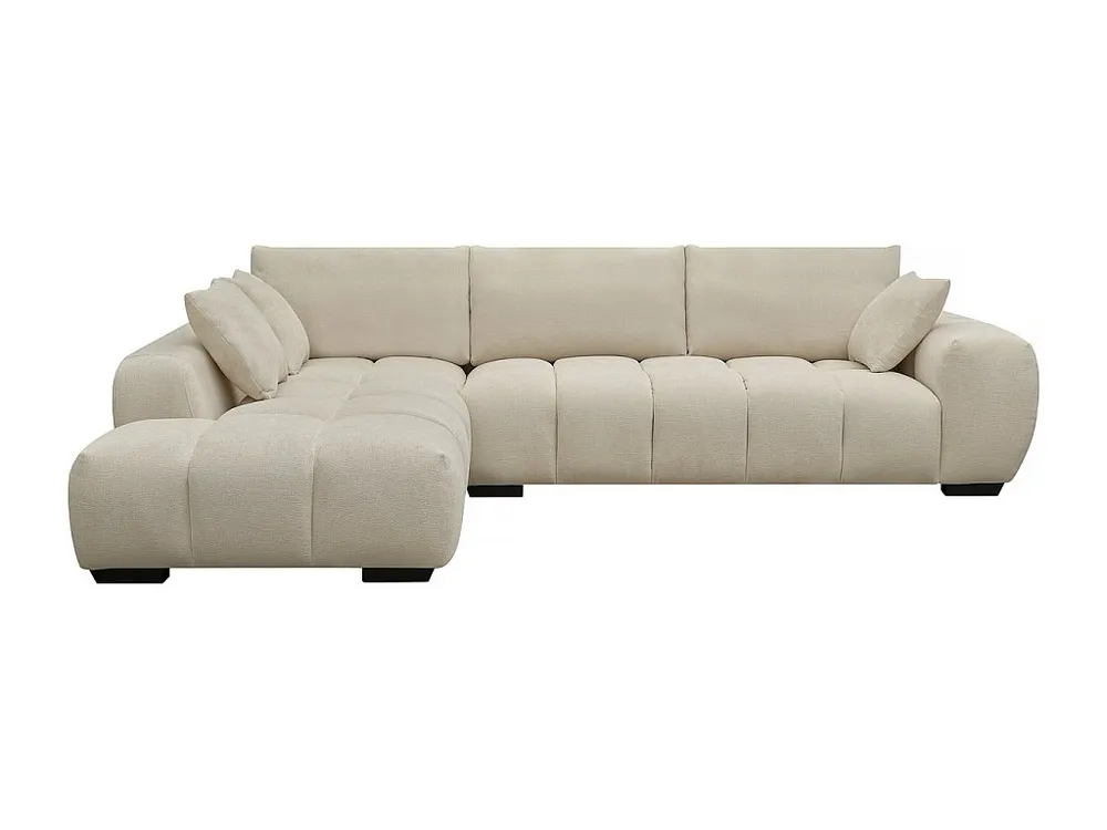 Hoekbank "Monceau" ecru stof - 3 comfortabele zitplaatsen met 6 bijpassende kussens