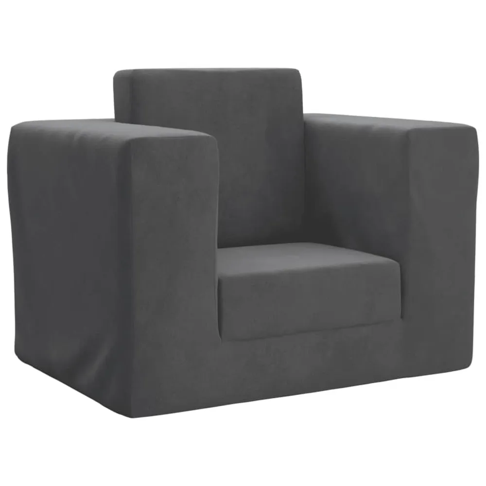 Kinderslaapbank mild pluche antracietkleurig