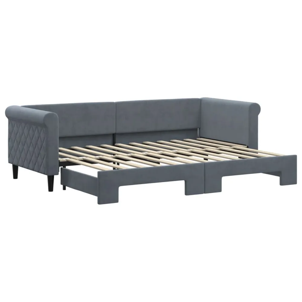 OEM Kwaliteit Slaapbank met onderschuifbed 80x200 cm fluweel donkergrijs