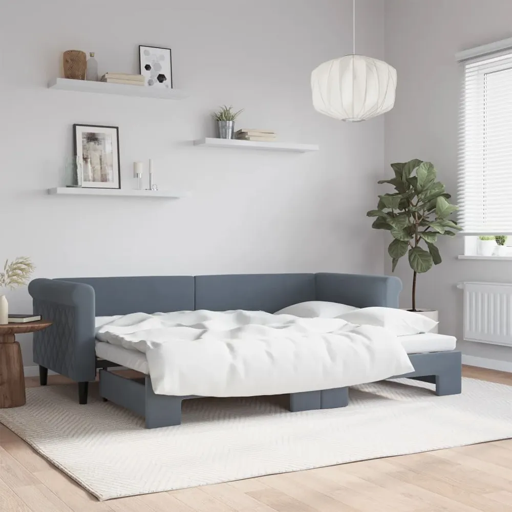 OEM Kwaliteit Slaapbank met onderschuifbed 80x200 cm fluweel donkergrijs