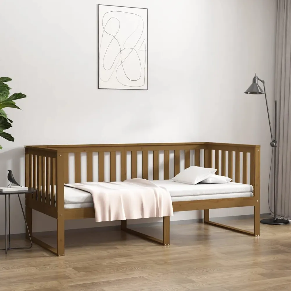 Slaapbank 100 x 200 cm massief grenenhout honingbruin 190cm Lengte