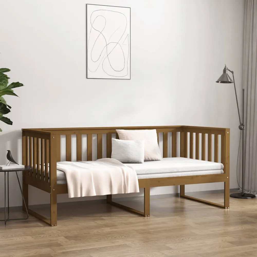 Slaapbank 100 x 200 cm massief grenenhout honingbruin 190cm Lengte